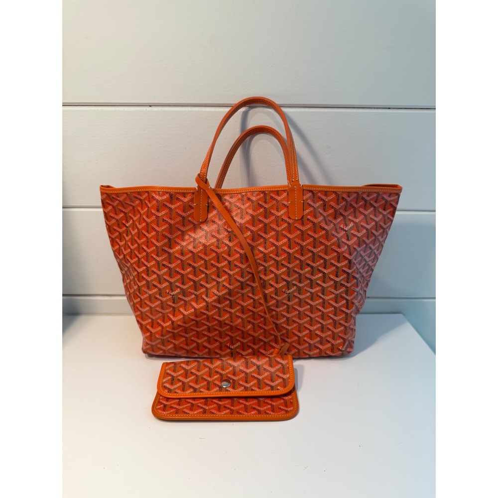 Goyard Saint Louis GM Tote Bag Orange Goyardine Canvas with Pouch Luxury Shopper